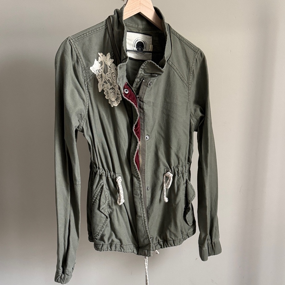 Anthropologie Utility Jacket with Lace Detail
